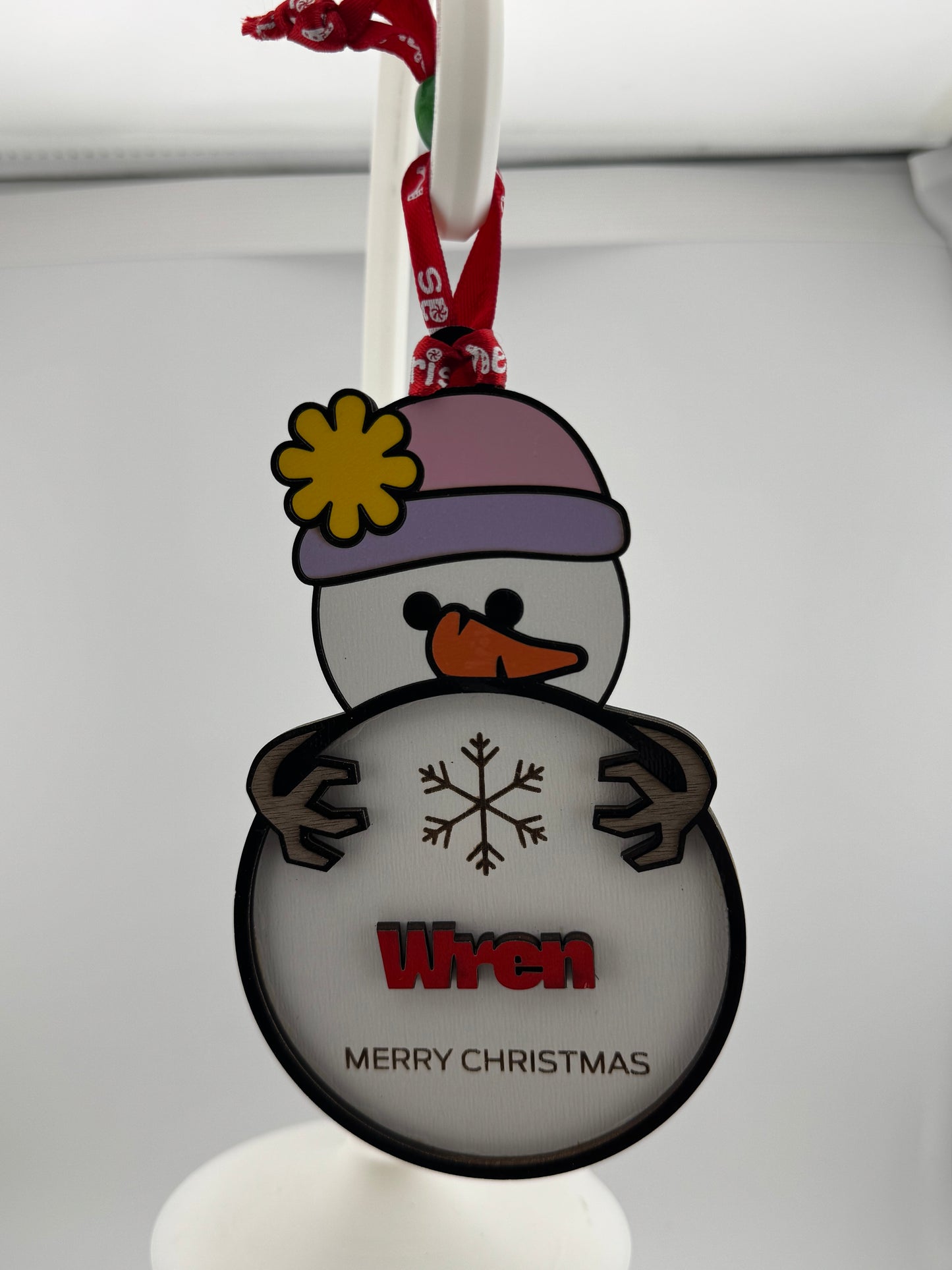 Ornament -- Laser -- Wooden -- Personalized -- Christmas Characters Snowgirl