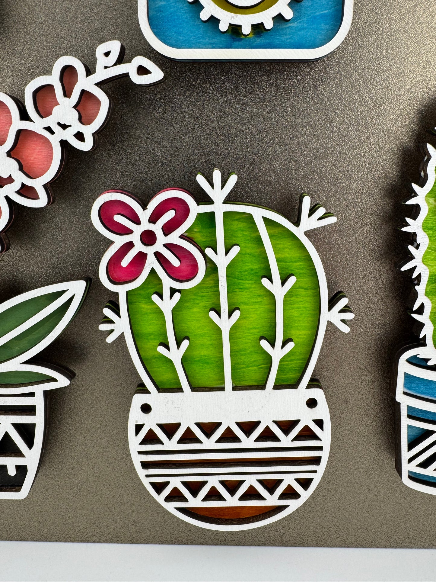 Magnet -- Laser -- Wooden -- Cactus
