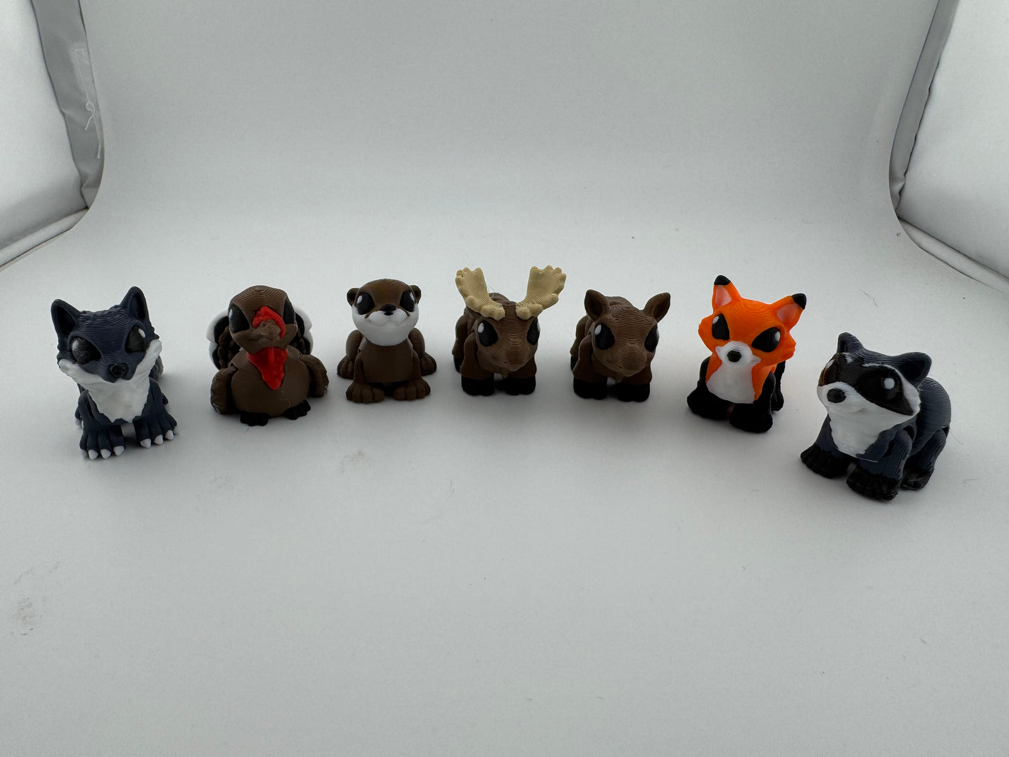 Woodland Hatchlings -- 3D Printed -- Moose, Wolf, Fox, River Otter, Turkey