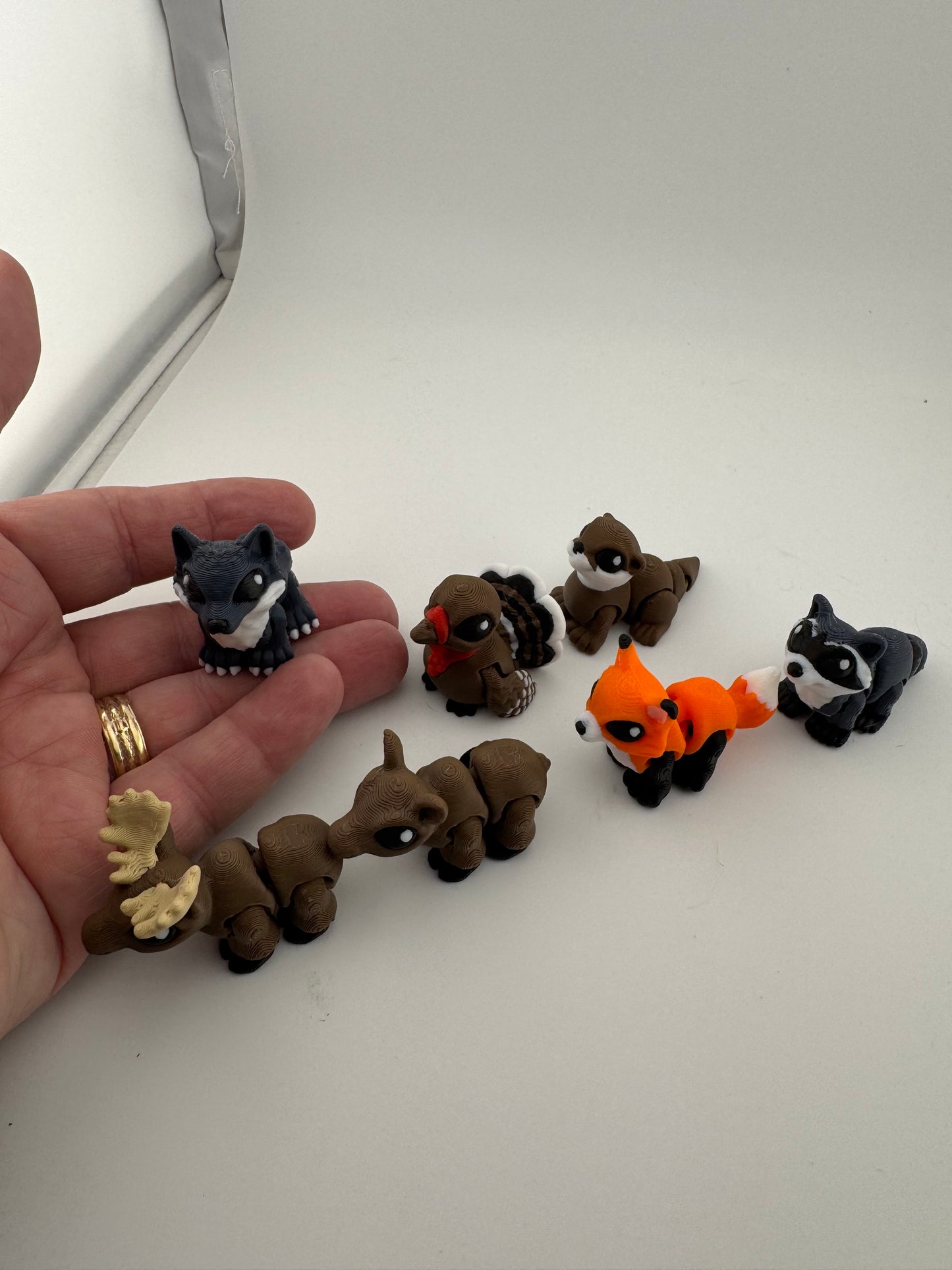 Woodland Hatchlings -- 3D Printed -- Moose, Wolf, Fox, River Otter, Turkey