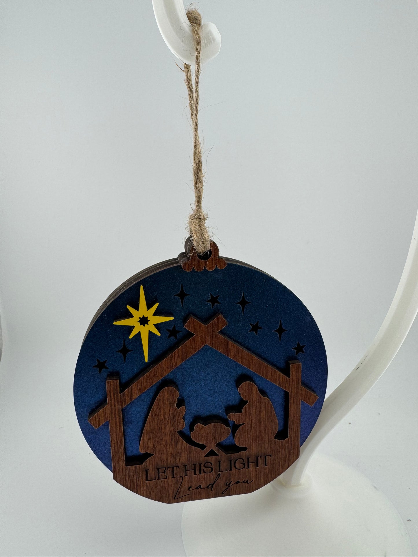 Ornament -- Laser -- Wood -- Nativity Fairy Light