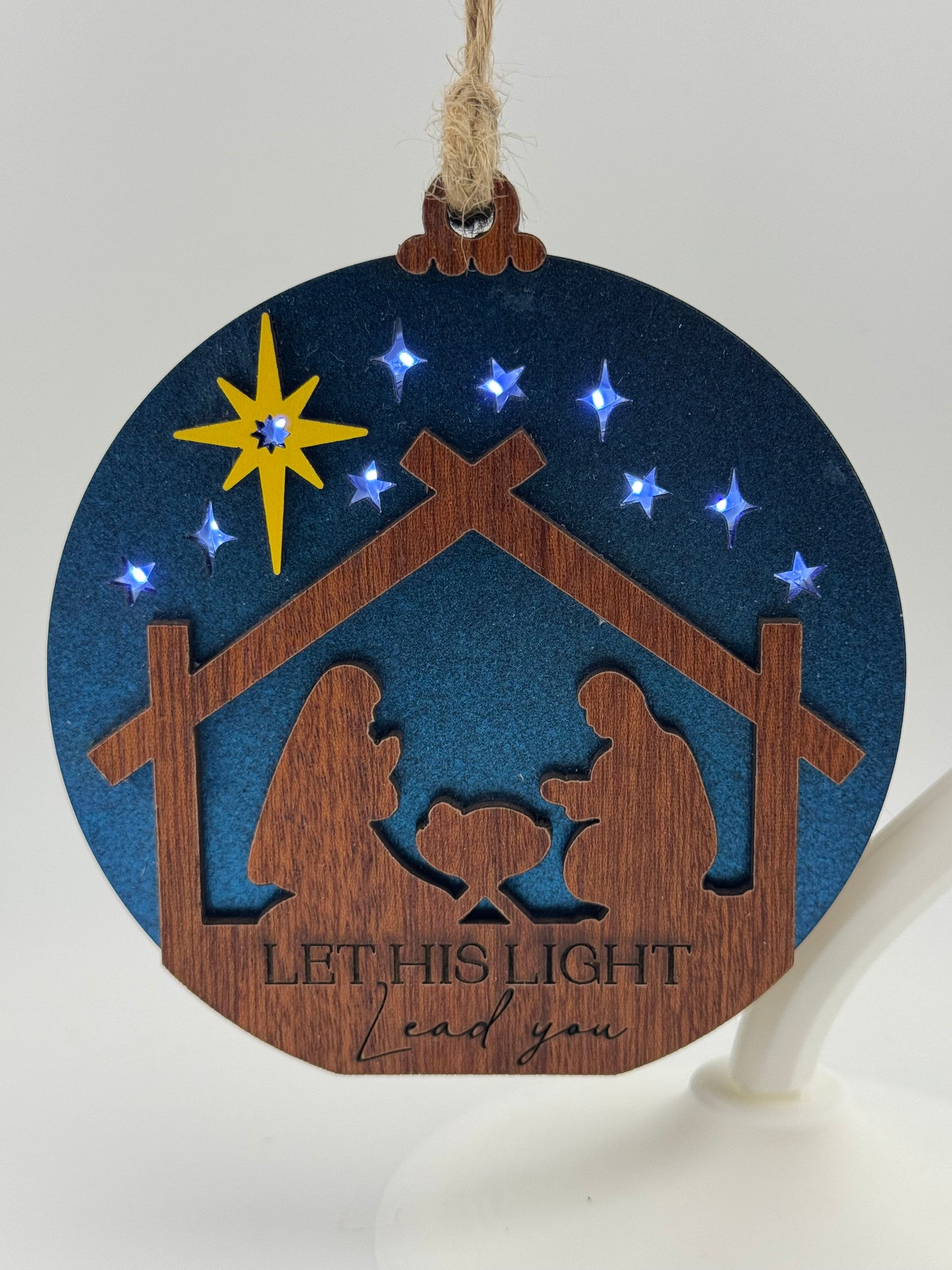 Ornament -- Laser -- Wood -- Nativity Fairy Light