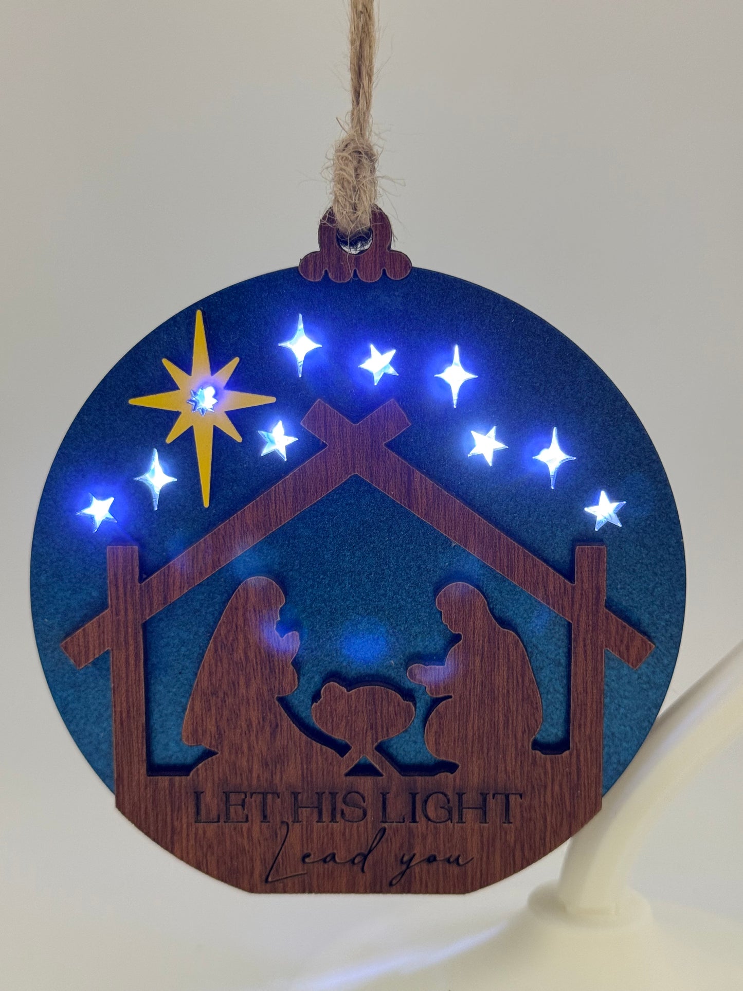 Ornament -- Laser -- Wood -- Nativity Fairy Light