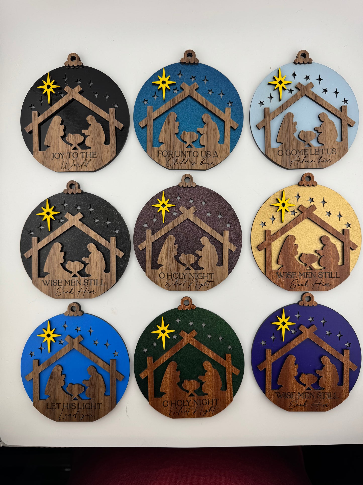 Ornament -- Laser -- Wood -- Nativity Fairy Light