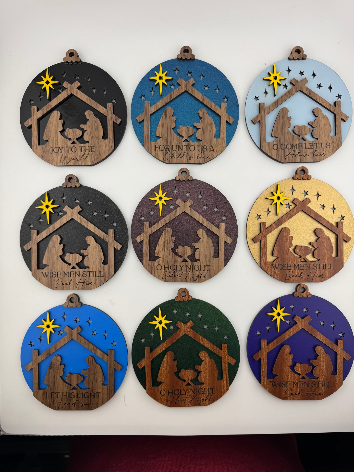 Ornament -- Laser -- Wood -- Nativity Fairy Light