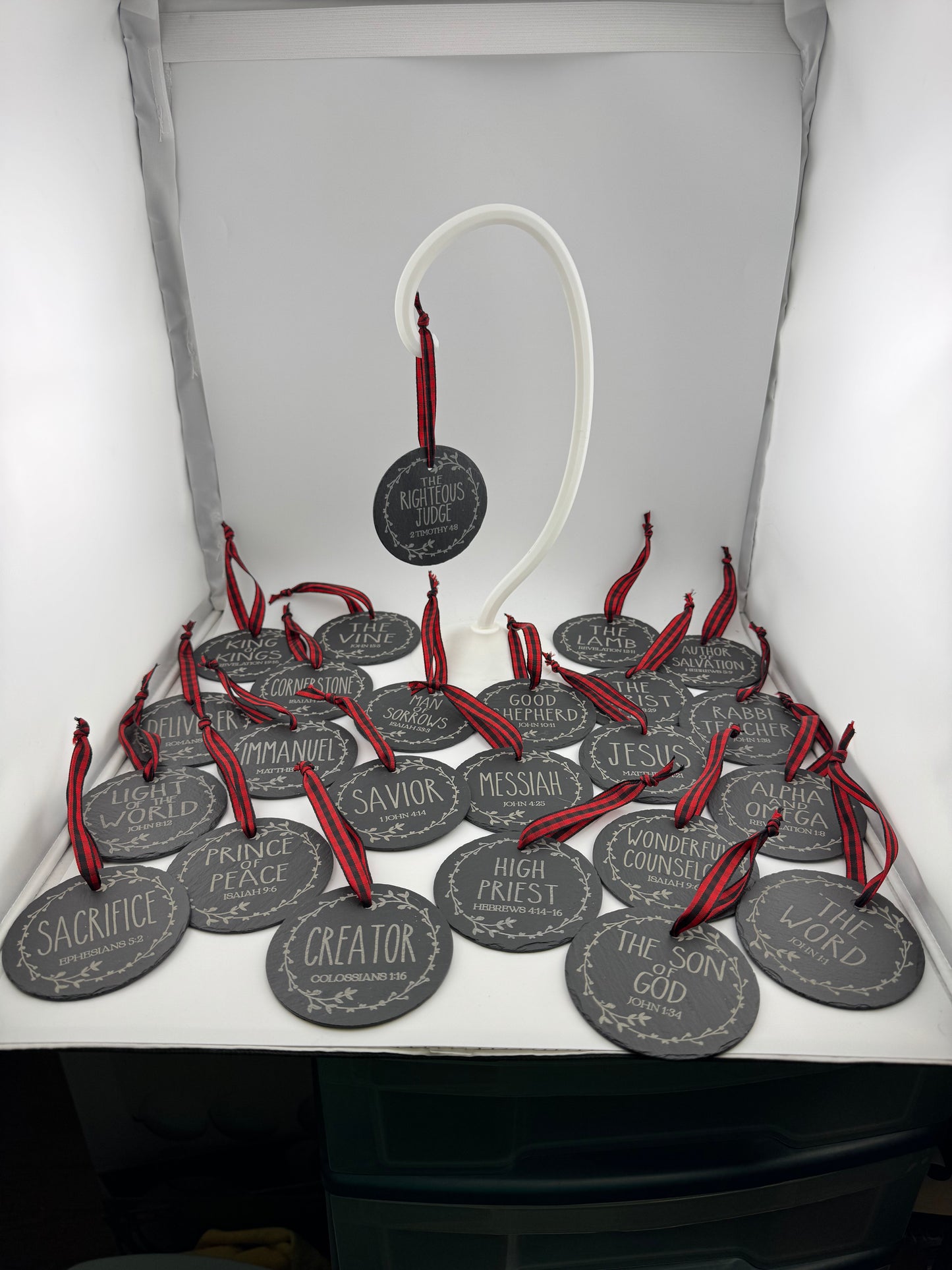 Ornament -- Laser -- Slate -- 25 Names of Christ