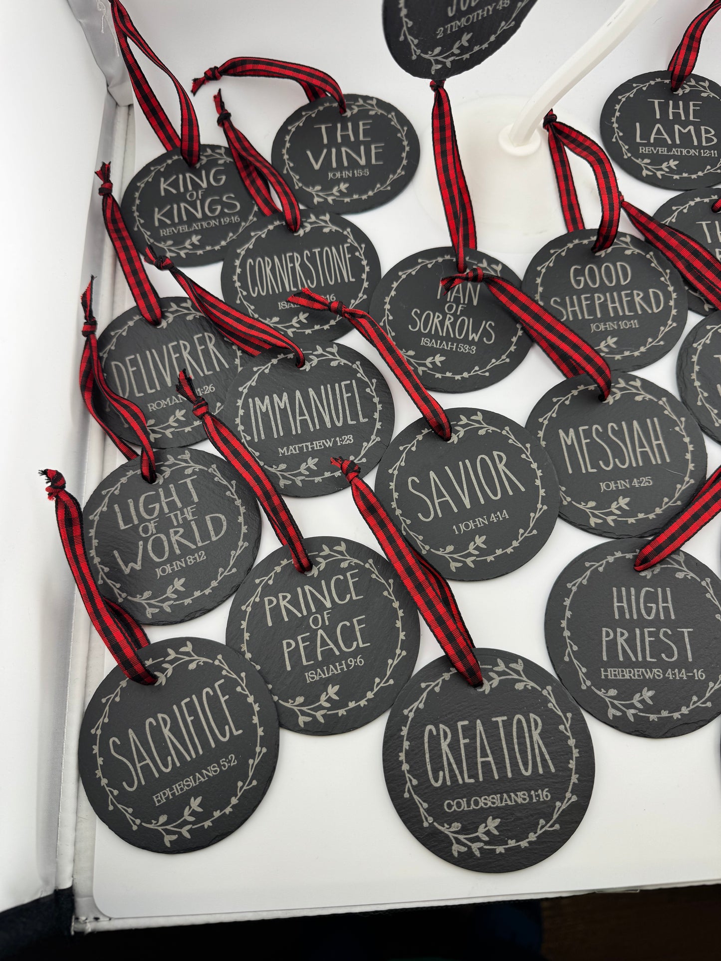 Ornament -- Laser -- Slate -- 25 Names of Christ