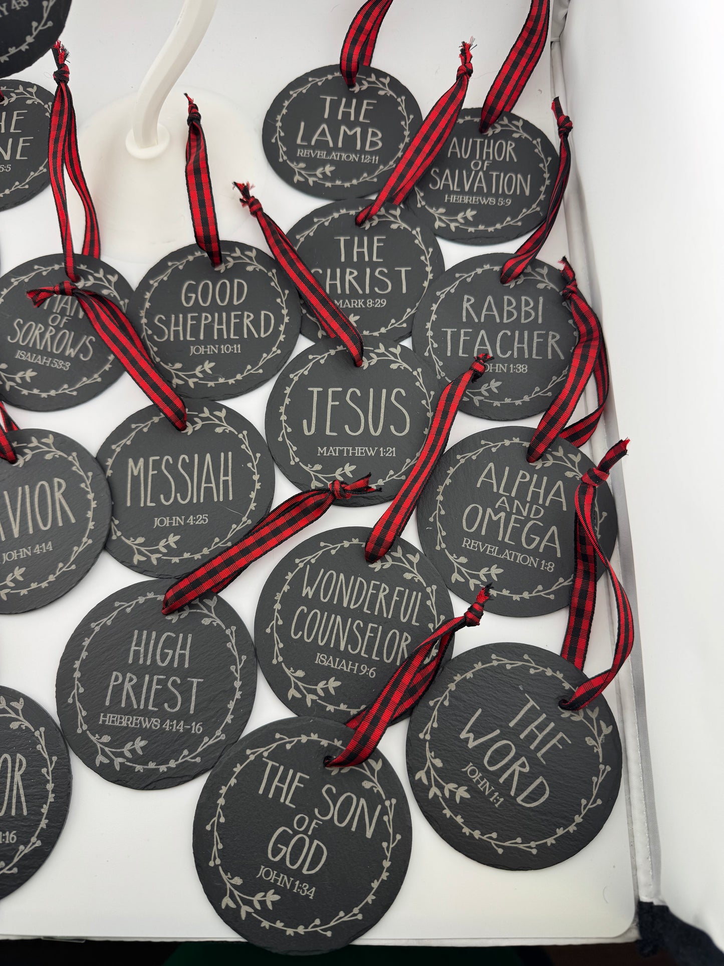 Ornament -- Laser -- Slate -- 25 Names of Christ