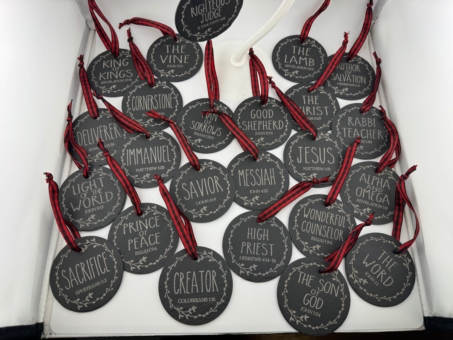 Ornament -- Laser -- Slate -- 25 Names of Christ