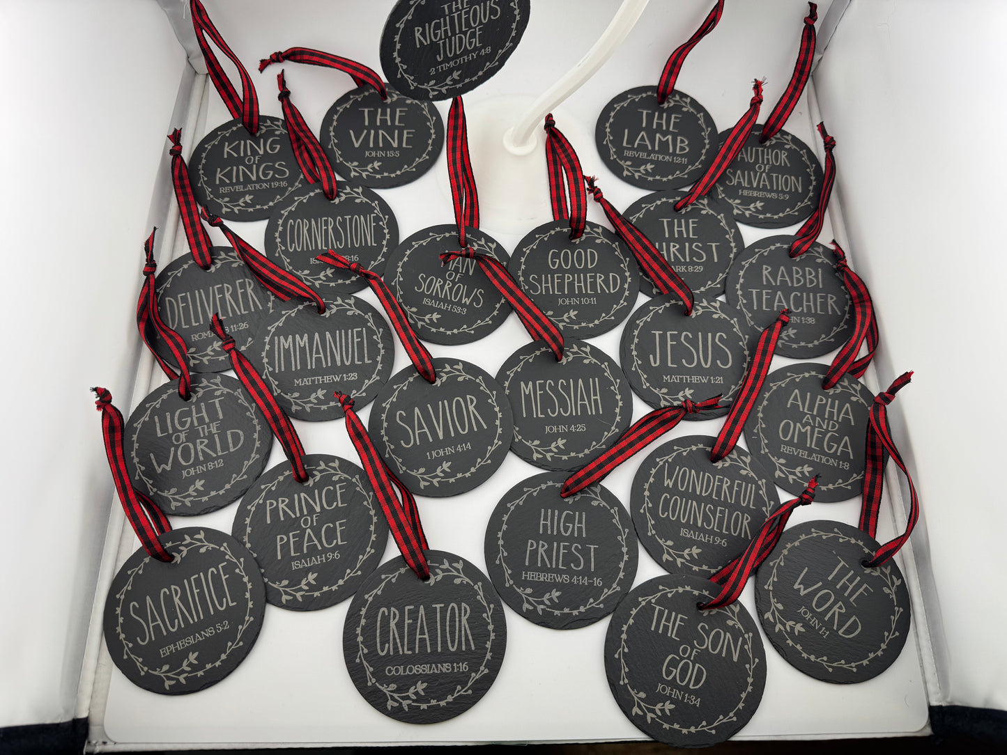 Ornament -- Laser -- Slate -- 25 Names of Christ
