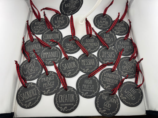 Ornament -- Laser -- Slate -- 25 Names of Christ