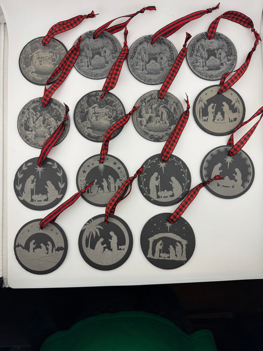 Ornament -- Laser -- Slate -- Nativity Scenes