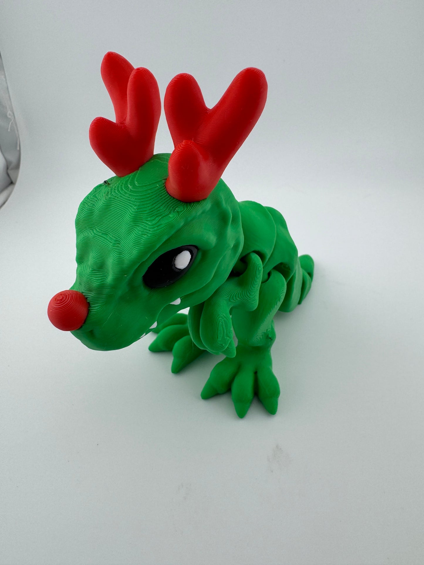 Dinosaur -- 3D Printed -- Festive T-Rex "Rudolph"