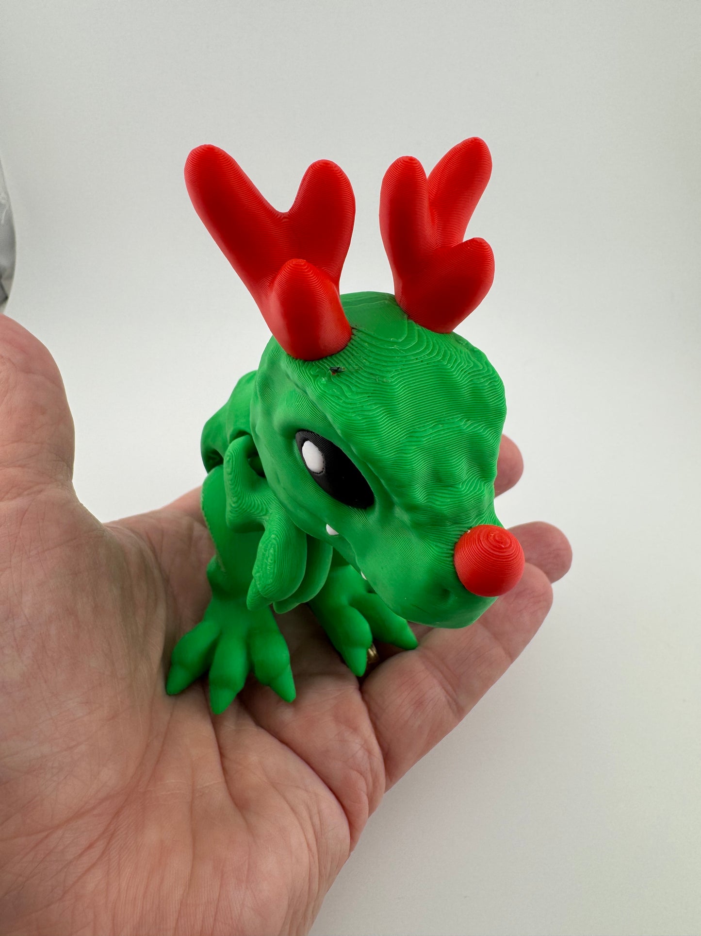 Dinosaur -- 3D Printed -- Festive T-Rex "Rudolph"