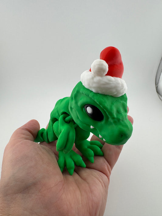 Dinosaur -- 3D Printed -- Festive T-Rex "Santa Hat"