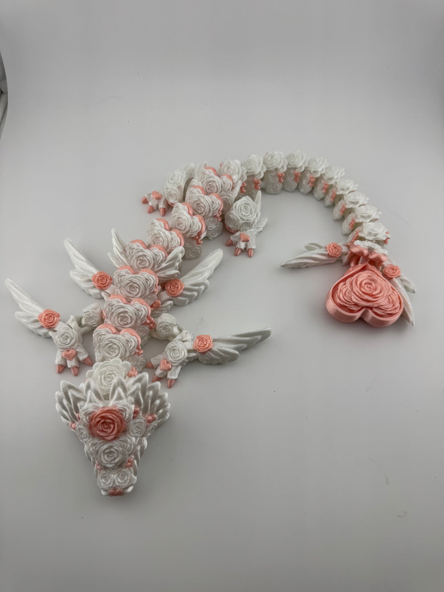 Dragon -- 3D Printed -- Rose Heart Dragon with Clicker