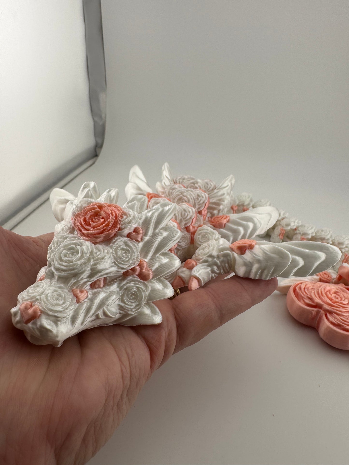 Dragon -- 3D Printed -- Rose Heart Dragon with Clicker