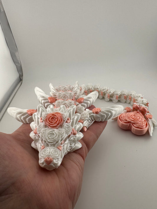 Dragon -- 3D Printed -- Rose Heart Dragon with Clicker